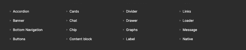 Some of the categories in the Asset panel