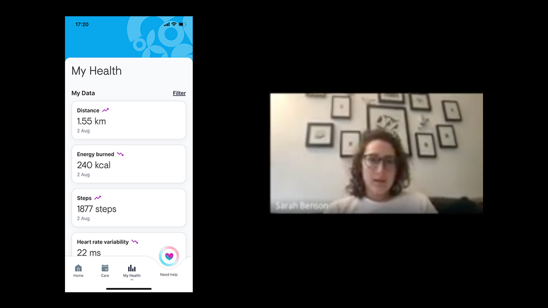A video call with a user.
