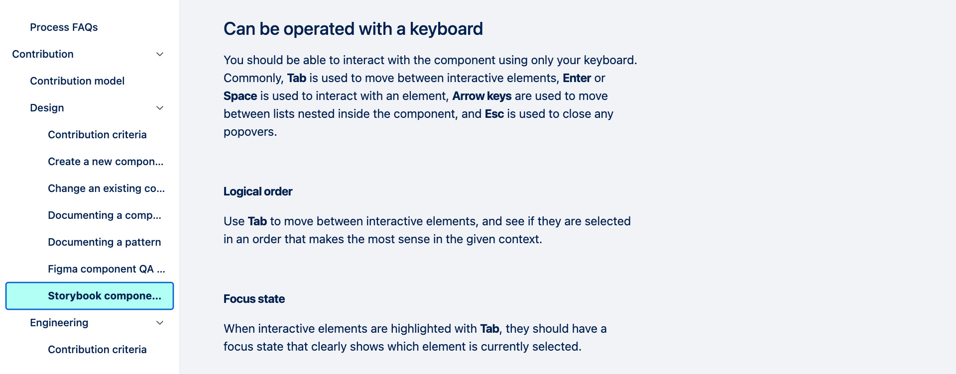 A long page of acceptance criteria for components published in Figma