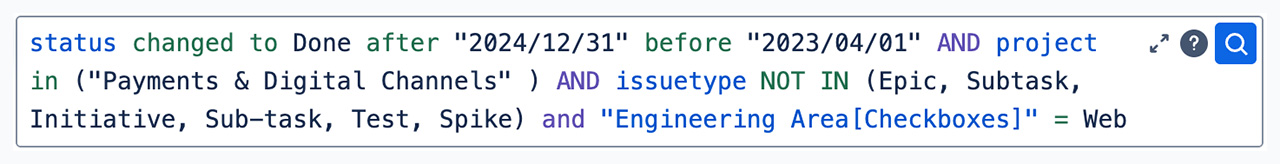 A representation of the Jira query