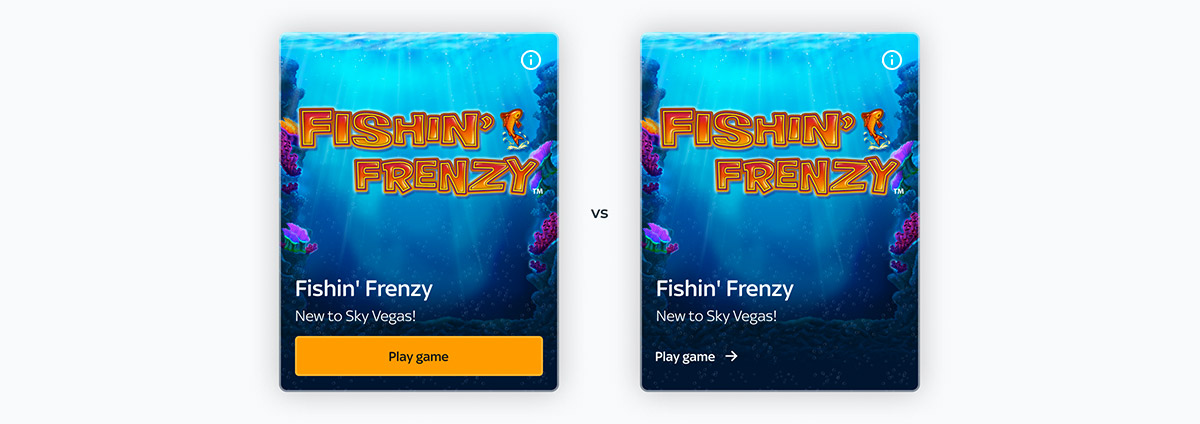 Two variations of the same hero card with different buttons