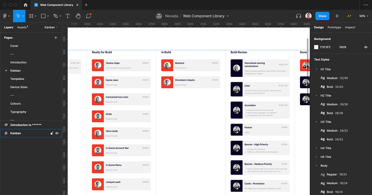 A kanban in Figma